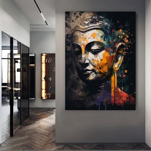 Buddha Canvas Painting, Wall Painting, Buddhism Home Decor, Modern Artwork, Buddhism Wall Art, Home Gift, Ready to Hang Canvas Painting