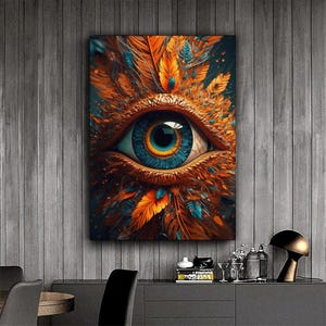 Flowers and Eye Canvas Print, Eye Wall Painting, Eye Home Decor, Modern Artwork, Eye Wall Art, Home Gift, Ready to Hang Canvas Print