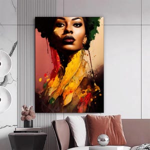 African Woman Canvas Painting, Woman Wall Painting, Home Decor, Modern Artwork, Woman Wall Art, Home Gift, Ready to Hang Canvas Painting