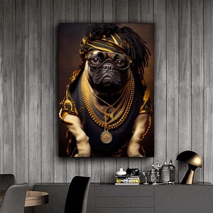 Bulldog Leinwanddruck, Rapper Bulldogge Wandkunst, Tier Wohnkultur, modernes Kunstwerk, Hundewandkunst, Hausgeschenk, fertig zum Aufhängen Leinwanddruck