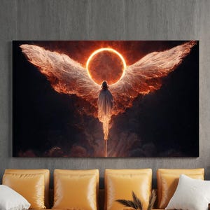 Angel Winged Woman Canvas Painting, Angel Wall Painting, Christian Home Decor, Modern Artwork, Angel Wall Art, Ready to Hang Canvas Painting