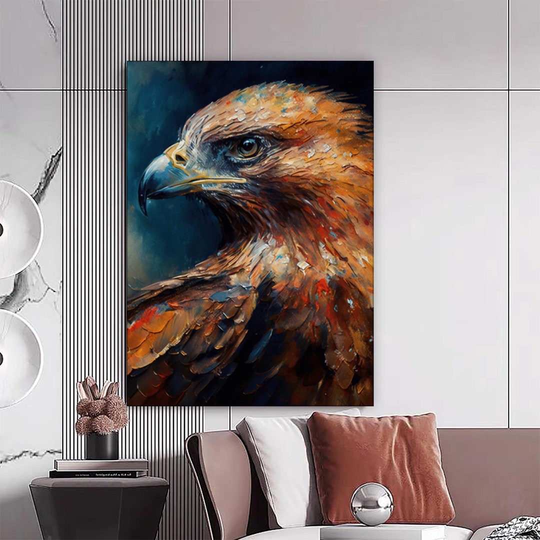 Oil Painting Effect Eagle Canvas Print, Wall Painting, Home Decor ...