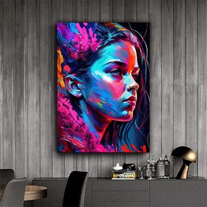 Colorful Woman Portrait Canvas Painting, Wall Painting, Woman Home Decor, Modern Artwork, Wall Art, Home Gift, Ready to Hang Canvas Painting