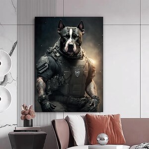 Polizei Rottweiler Leinwanddruck, Hundewandkunst, Tierwohndekor, modernes Kunstwerk, Hundewandkunst, Hausgeschenk, fertig zum Aufhängen Leinwanddruck