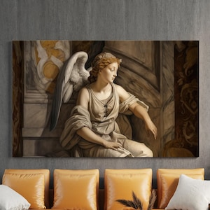 Angel Canvas Painting, Italian Wall Painting, Angel Home Decor, Modern Artwork, Angel Wall Art, Home Gift, Ready to Hang Canvas Painting