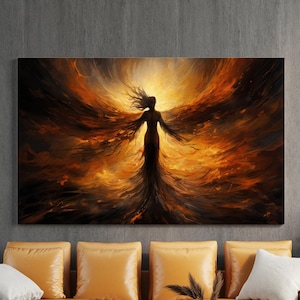 Woman Angel Canvas Painting, Woman Wall Painting, Angel Home Decor, Modern Artwork, Angel Wall Art, Home Gift, Ready to Hang Canvas Painting
