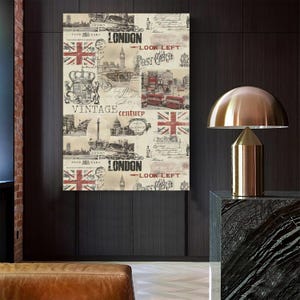 London Designed Canvas Painting, London Canvas Print, England Wall Decor, Home Decor, Modern Art, Wall Art Ready to Hang Canvas Painting