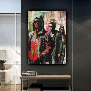 People Banksy Canvas Painting, Modern Wall Painting, Graffiti Home Decor, Modern Artwork, Modern Wall Art, Ready to Hang Canvas Painting