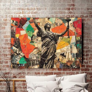 Statue of Liberty Banksy Canvas Painting, Wall Painting, Graffiti Home Decor, Modern Artwork, Modern Wall Art, Ready to Hang Canvas Painting