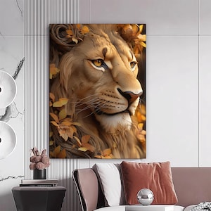 Canvas leeuw canvas schilderij, leeuw muurschilderij, leeuw woondecoratie, moderne kunstwerken, dierenmuurkunst, huiscadeau, klaar om op te hangen canvas schilderij