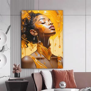 African American Canvas Print, Black Woman Wall Art, Afro Home Decor, Modern Artwork, Afro Wall Art, Home Gift, Ready to Hang Canvas Print