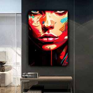 Colorful Woman Portrait Canvas Painting, Woman Wall Painting, Home Decor, Modern Artwork, Wall Art, Home Gift, Ready to Hang Canvas Painting