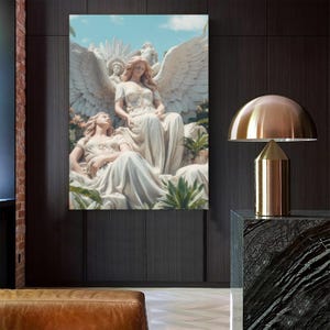 Angels in Heaven Canvas Print, Heaven Wall Art, Christian Home Decor, Modern Artwork, Angel Wall Art, Home Gift, Ready to Hang Canvas Print