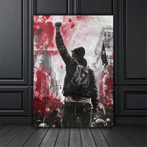 Propaganda Banksy Canvas Painting, American Wall Painting, Graffiti Home Decor, Artwork, Modern Wall Art, Ready to Hang Canvas Painting