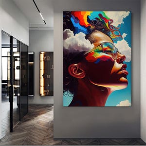 Colorful Woman Canvas Painting, Woman Wall Painting, Woman Home Decor, Artwork, Woman Wall Art, Home Gift, Ready to Hang Canvas Painting