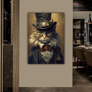 Cat Canvas Painting, Cat Printed Wall Decor, Modern Home Wall Decor, Animal Wall Decor, Home Gift, Cat Poster, Ready to Hang Canvas Print