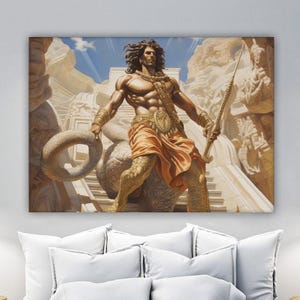 Hercules Canvas Print, Mythology Wall Art, Greek Home Decor, Modern Artwork, Mythology Wall Art, Home Gift, Ready to Hang Canvas Print
