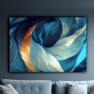 Abstract Blue and Gold Luxury Canvas Painting, Wall Painting, Home Decor, Modern Artwork, Wall Art, Home Gift, Ready to Hang Canvas Painting
