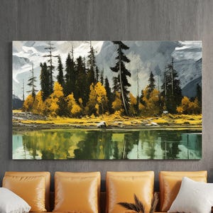 Lake View Canvas Painting, Landscape Wall Painting, Nature Home Decor, Modern Artwork, Wall Art, Home Gift, Ready to Hang Canvas Painting