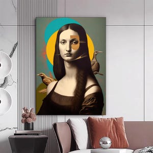 Mona Lisa Canvas Print, Mona Lisa Wall Painting, Mona Lisa Home Decor, Modern Artwork, Wall Art, Home Gift, Ready to Hang Canvas Painting