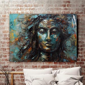 Lord Shiva Canvas Painting, Hindu Wall Painting, Hindu God Home Decor, Modern Artwork, Wall Art, Home Gift, Ready to Hang Canvas Painting