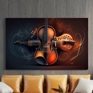 Violin Canvas Painting, Music Wall Painting, Violin Home Decor, Modern Artwork, Violin Wall Art, Home Gift, Ready to Hang Canvas Painting