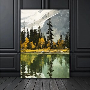 Lake View Canvas Painting, Landscape Art Wall Painting, Nature Home Decor, Modern Artwork, Modern Wall Art, Ready to Hang Canvas Painting