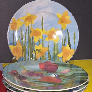 Sakura set of 4 paper flower design 8&quot; salad plates