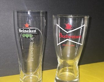 Replacement  Heineken and Budweiser 25cl beer glasses