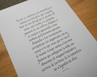 Calligraphy | Seneca's Philosophy | Calligraphic Print with text by the Stoic philosopher Seneca | The perfect gift for philosophy lovers