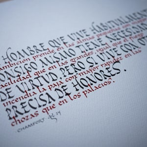 Calligrafia artistica - Riflessioni del filosofo Chamfort - Regalo perfetto per gli amanti della filosofia - Scrittura carolingia e rustica