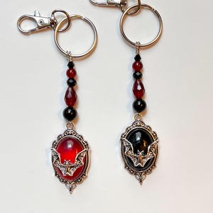 Vampire Bat Keychain Bag Charm Blood Red and Black