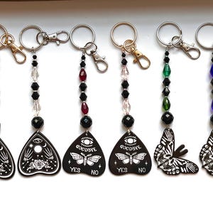 Ouija Planchette Deadhead Moth Bag Phone Charm Black Blood Red Purple Champagne
