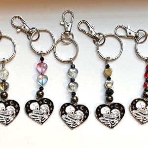 Heart shaped Skeleton Lovers Keychain Bag Charm Tarot