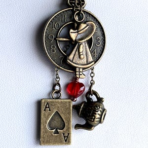 Steampunk Alice i Underlandet Halsband Fickur Spader Ess Tekanna Alice Hjärta