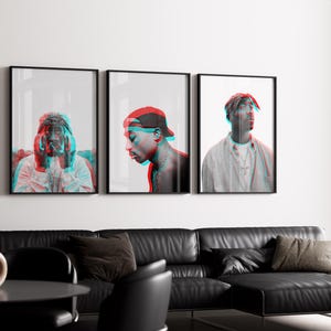 "Bundle 3D Tupac Shakur Wandkunst - Einzigartiger Tupac 3D-Druck, Hip Hop Legende Dekor, anpassbares gerahmtes Kunstwerk, perfekt für Musikliebhaber"