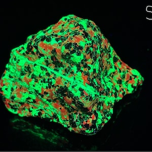 Phosphorescent Willemite (Shortwave and Mid-wave only) Calcite Franklinite UV Fluorescent Mineral Sample Sterling Hill NJ E52
