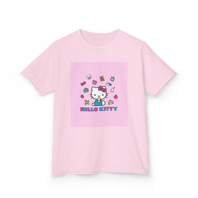 Hello Kitty Character Tee | Kids T-Shirt, Pink Cartoon Design image 2