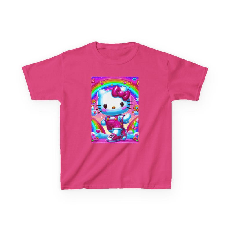 Rainbow Hello Kitty Character Kids T-Shirt | Cute Cat Space Unicorn Design image 6