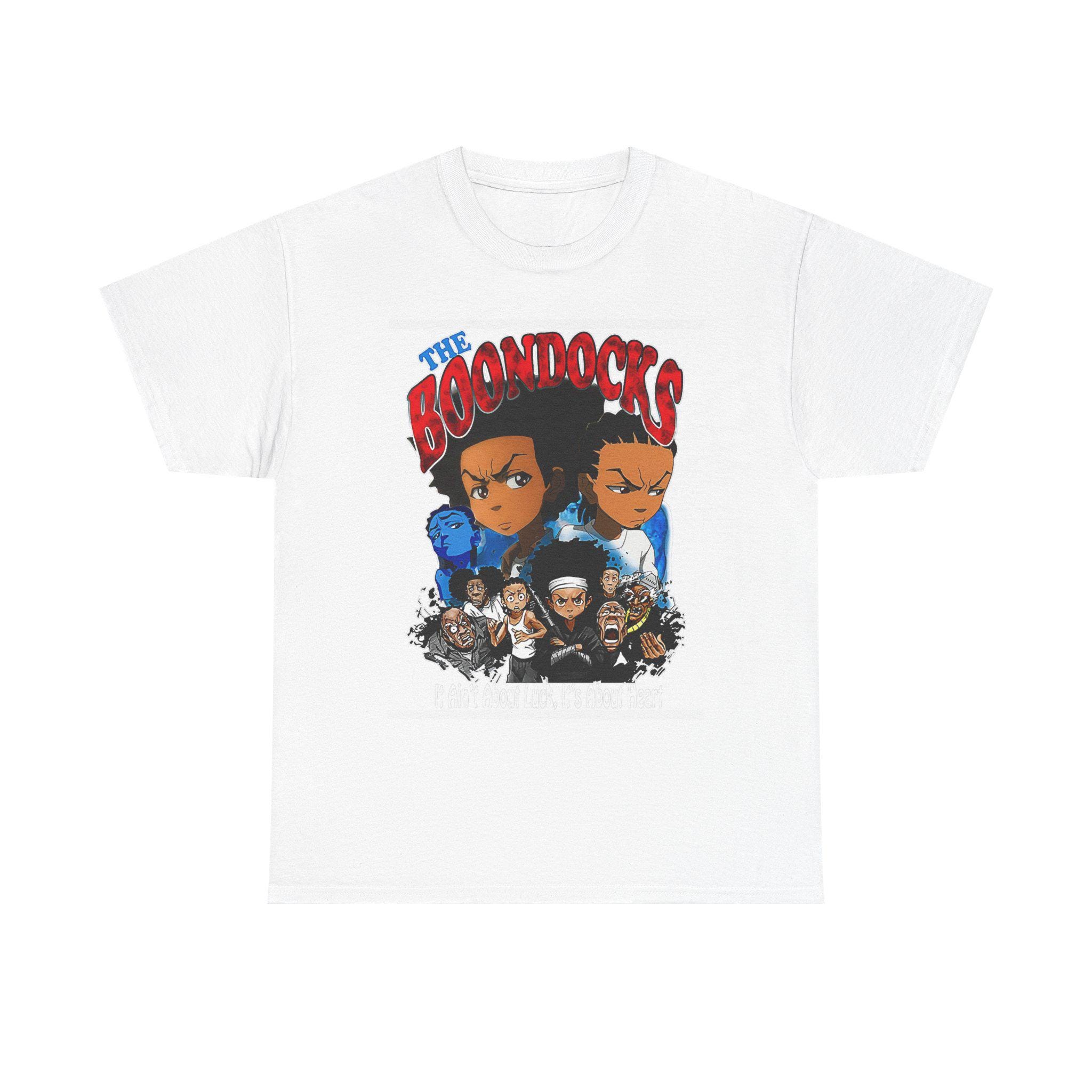 Boondocks Unisex Heavy Cotton Tee - Graphic Tee, Cartoon Shirt, Streetwear, Gift for Fans, Casual Wear, Comedy Apparel, image size:2048x2048