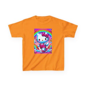 Rainbow Hello Kitty Character Kids T-Shirt | Cute Cat Space Unicorn Design image 2