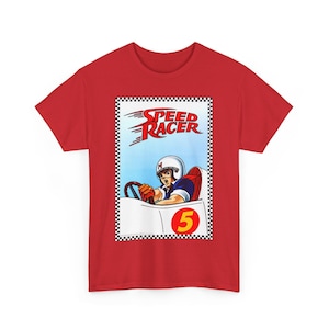 Speed Racer Unisex-T-Shirt aus schwerer Baumwolle - Retro Racing T-Shirt, Geschenk für Auto-Enthusiasten, 90er Jahre Nostalgie, Freizeitkleidung, Unisex-Oberteil