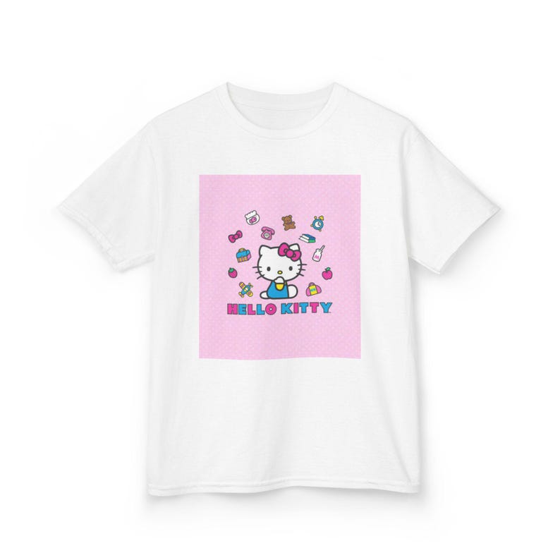 Hello Kitty Character Tee | Kids T-Shirt, Pink Cartoon Design image 1