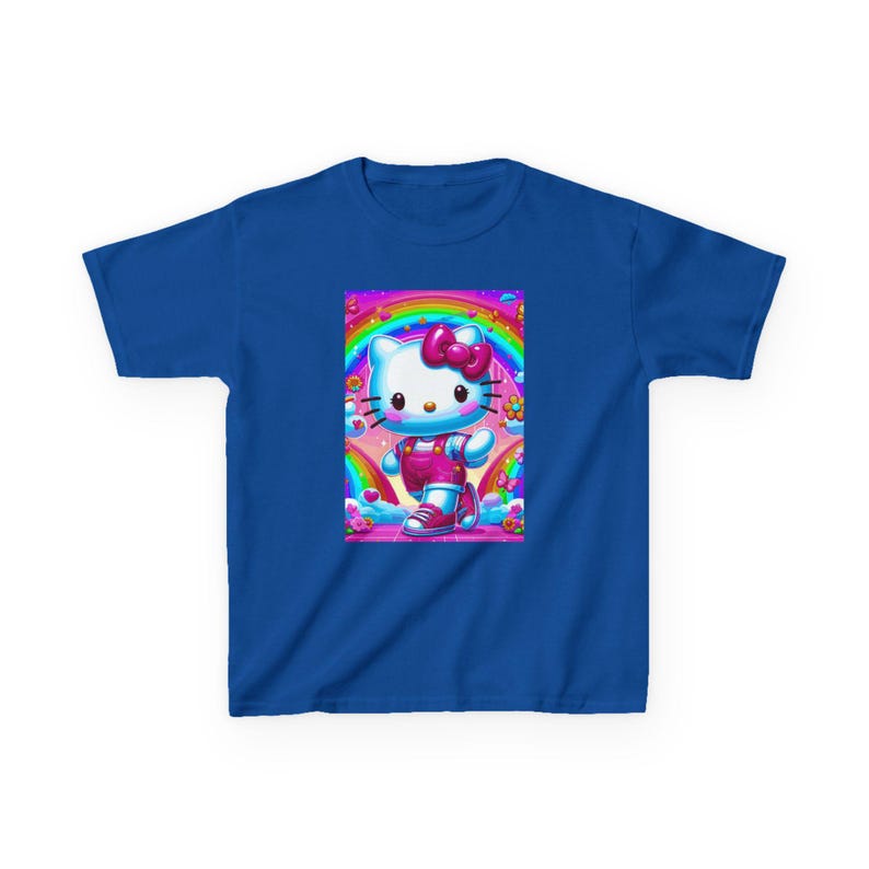 Rainbow Hello Kitty Character Kids T-Shirt | Cute Cat Space Unicorn Design image 4