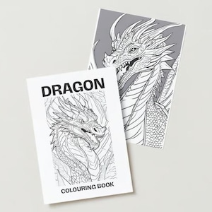 40 Fantasy Dragon Coloring Book Adult & Kids Coloring Pages - Grayscale -Digital Download - PDF