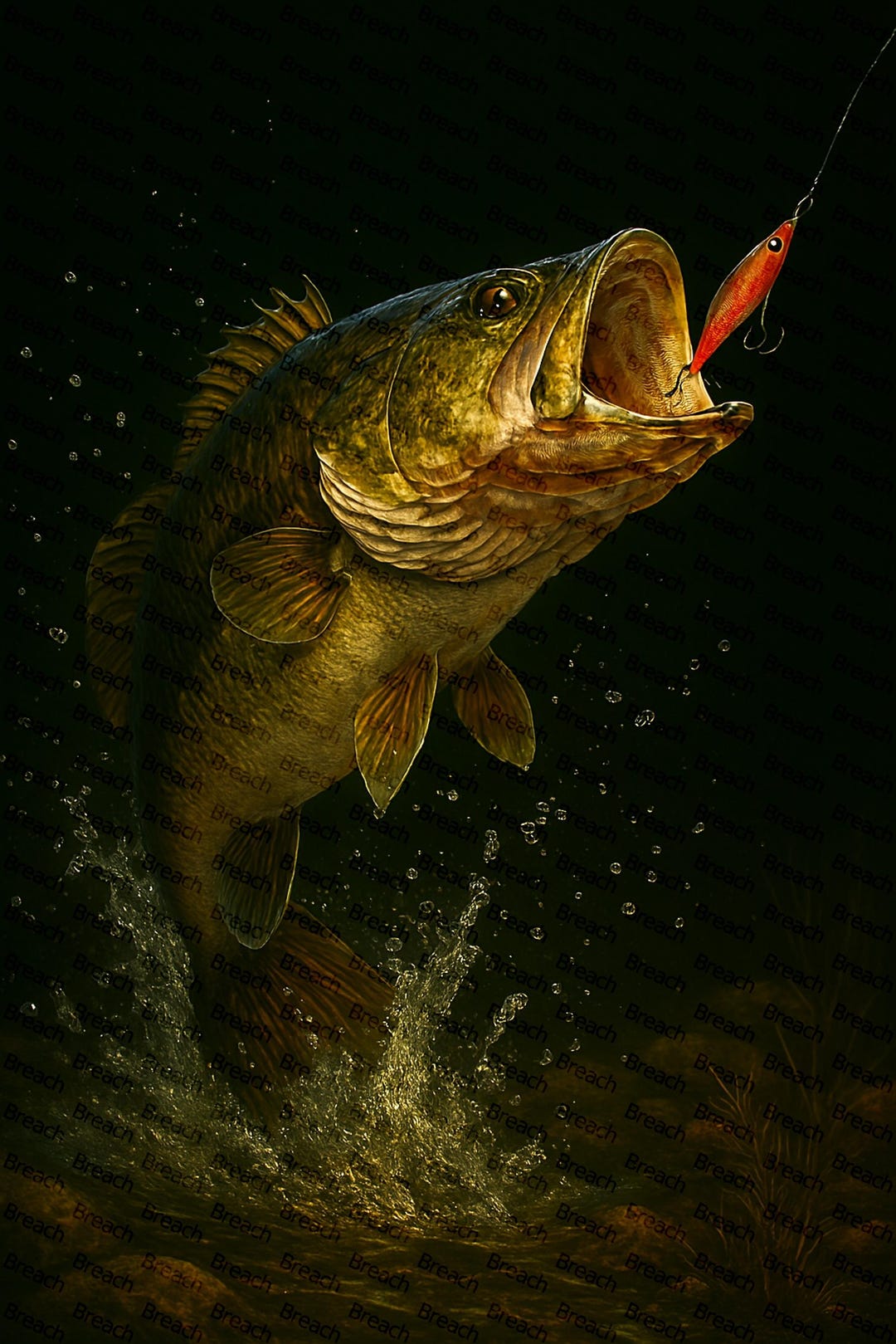 Breach Bass Fishing Lure Art (digital Art) - Etsy