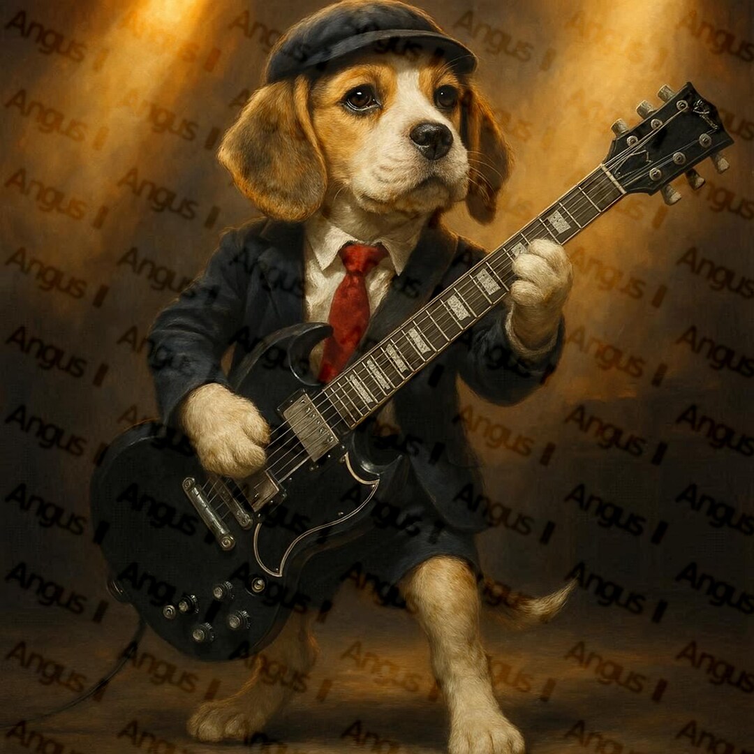 Angus II: Beagle Dog Guitarist - Digital Art - Etsy