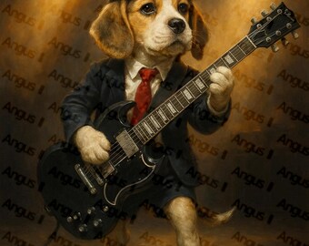 Angus II: Beagle Dog Guitarist - Digital Art