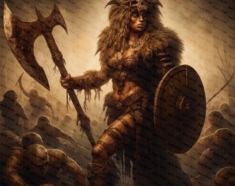 Barbarian Warrior Woman Digital Art