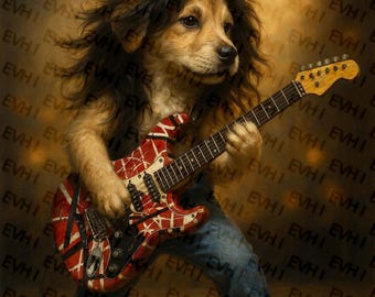 Dog Playing Guitar Digital Art
